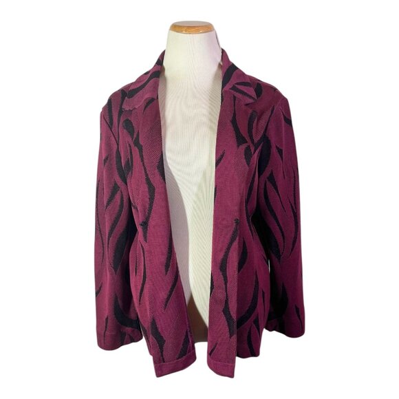 Ming Wang Size XL Purple Black Knit Jacket - Picture 9 of 11